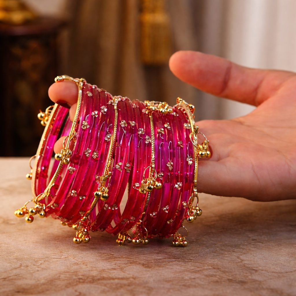 12 Bangles Set With Ghungroo Bangles