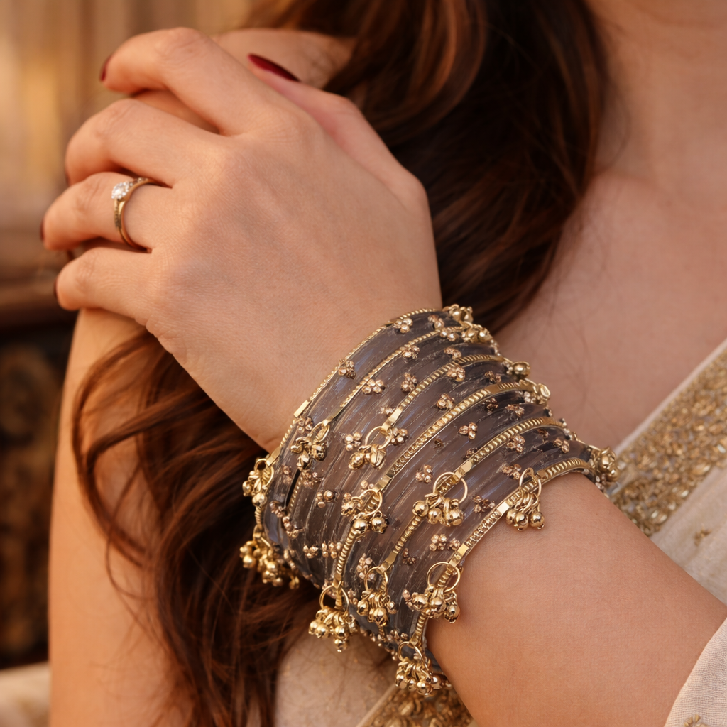 12 Bangles Set With Ghungroo Bangles