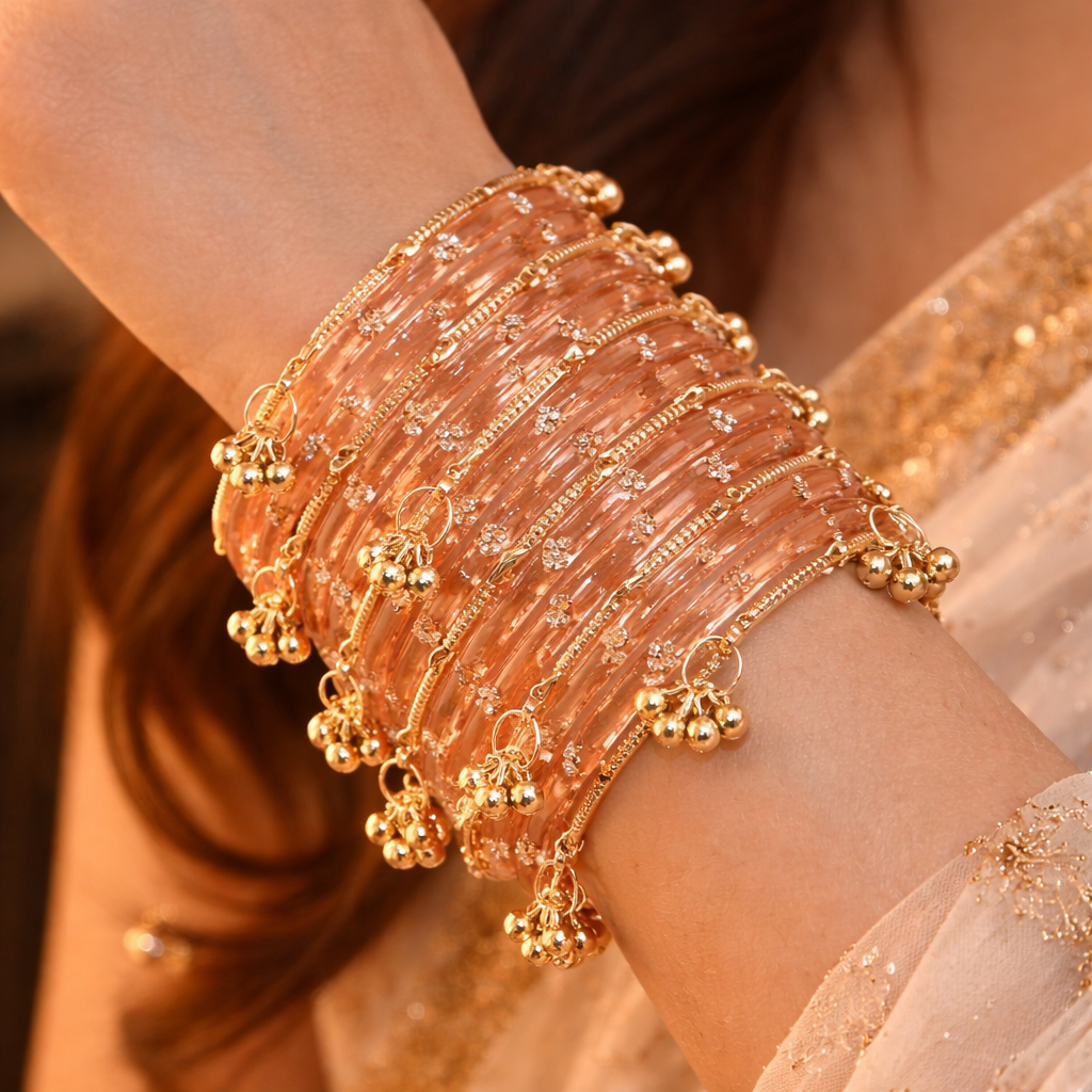 12 Bangles Set With Ghungroo Bangles