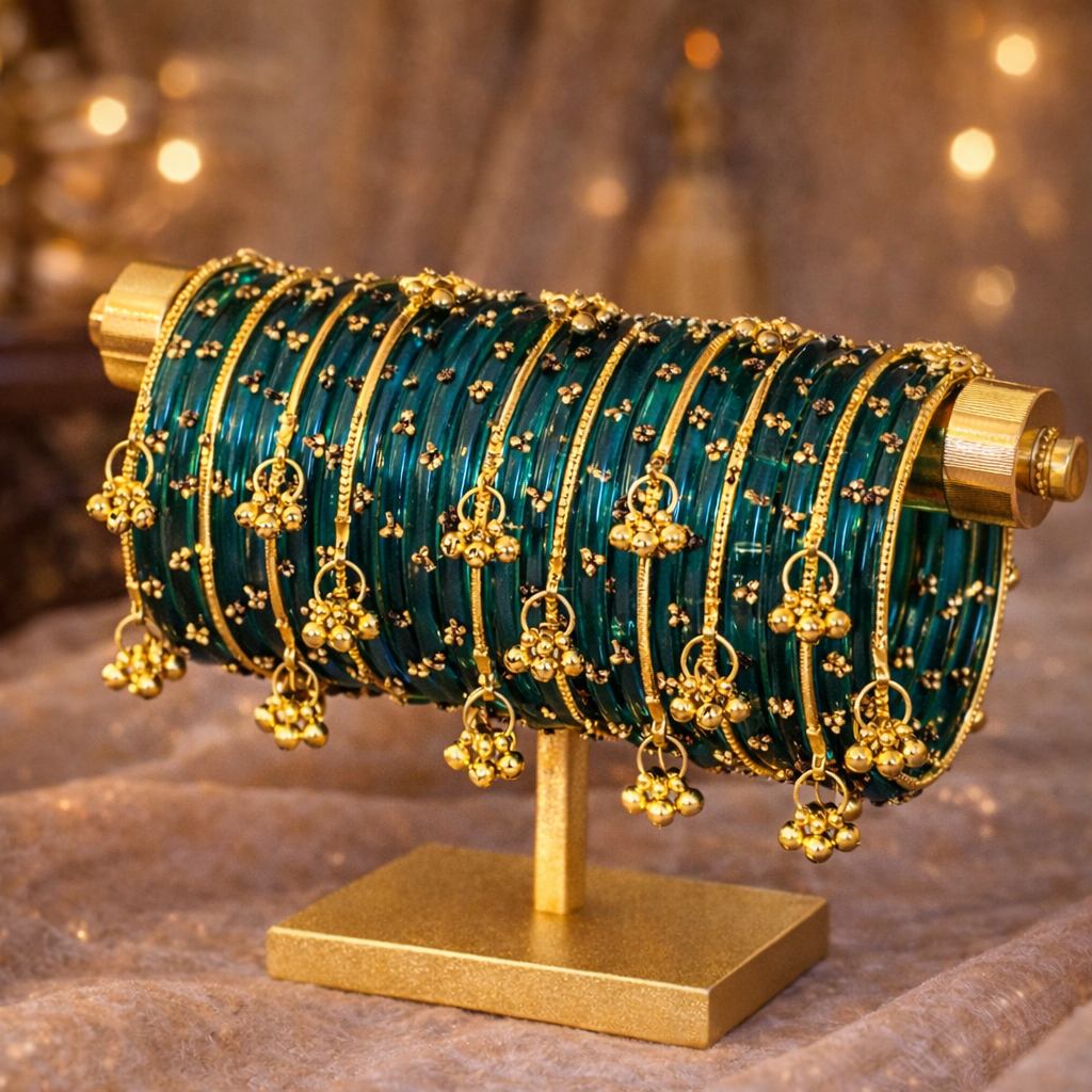 12 Bangles Set With Ghungroo Bangles