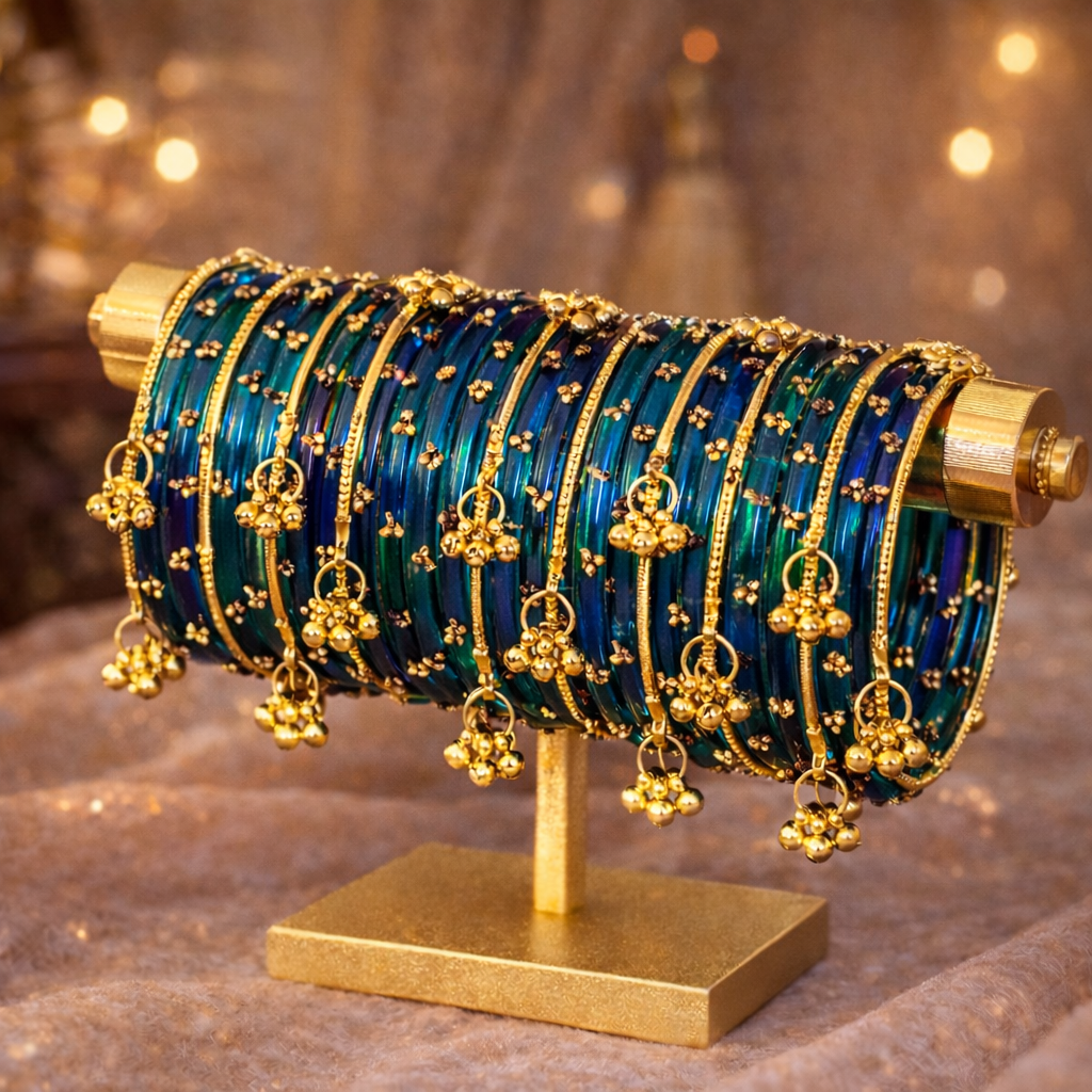 12 Bangles Set With Ghungroo Bangles