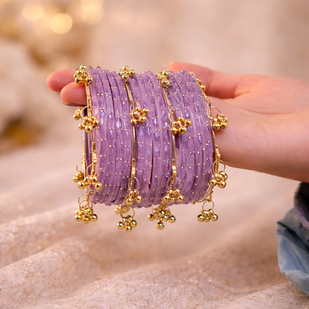 12 Bangles Set With Ghungroo Bangles