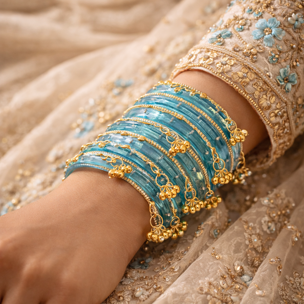 12 Bangles Set With Ghungroo Bangles